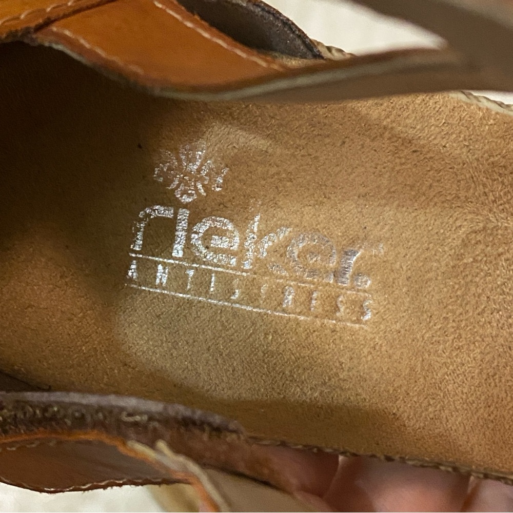 Rieker Brown Leather Heel Sandals - Picture 6 of 7